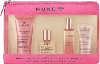 Picture of Nuxe Travel Kit Nuxe  Huile Prodigieuse Floral Αφρόλουτρο 30ml, Ξηρό Λάδι 10ml, Le Parfum Άρωμα 15ml & Boost Glow Day Cream Gel Πολλαπλής Δράσης 15ml