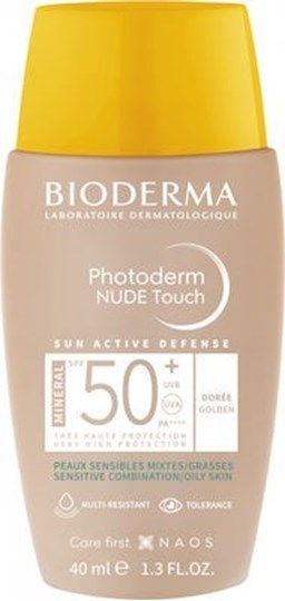 Picture of Bioderma Photoderm Nude Touch Αντηλιακή Κρέμα Προσώπου SPF50+ με Χρώμα Golden 40ml