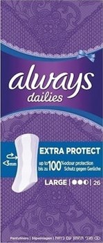 Picture of Always Dailies Extra Protect Large Σερβιετάκια για Αυξημένη Ροή 2.5 Σταγόνες 26τμχ