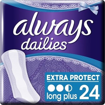 Picture of Always Dailies Extra Protect Long Plus Σερβιετάκια για Αυξημένη Ροή 2.5 Σταγόνες 24τμχ
