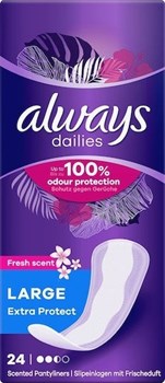 Picture of Always Dailies Extra Protect Large Fresh Scent Σερβιετάκια για Κανονική Ροή 2.5 Σταγόνες 24τμχ