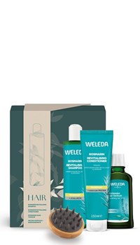 Picture of Weleda σετ Σαμπουάν Δενδρολίβανο 250ml, Conditioner Δενδρολίβανο 150ml & Τονωτική Λοσιόν Μαλλιών Δενδρολίβανο 100ml & δώρο βούρτσα μασάζ