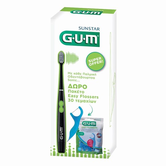 Picture of Gum Promo Pack Παλμική Οδοντόβουρτσα Sonic + Δώρο Μεσοδόντια Easy Flossers 30τμχ, 1σετ