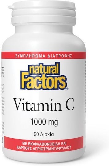 Picture of Natural Factors Βιταμίνη C για Ενίσχυση του Ανοσοποιητικού, τo Δέρμα & Αντιοξειδωτική δράση 1000mg 90 ταμπλέτες