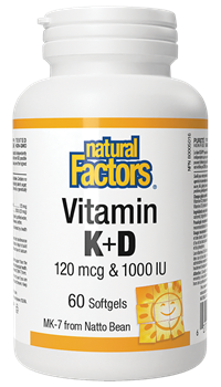 Picture of Natural Factors βιταμίνη K+D 120 mcg & 1000 IU 60softgels