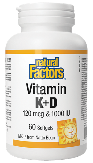 Picture of Natural Factors βιταμίνη K+D 120 mcg & 1000 IU 60softgels