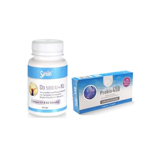 Picture of Am Health Promo Smile Συμπλήρωμα Διατροφής D3 5000IU + K2 60 κάψουλες & Probio 45B Προβιοτικά 10 κάψουλες