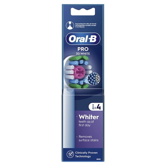 Picture of Oral-B Pro 3d White Electric Toothbrush Heads Ανταλλακτικές Κεφαλές Ηλεκτρικής Οδοντόβουρτσας 4 Τεμάχια