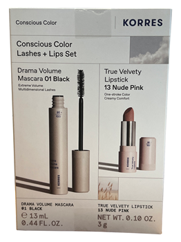 Picture of Κorres Set Concious Color Drama Volume Mascara 01+ True Velvety Lipstick  Nude Pink 13