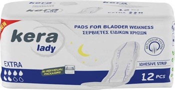 Picture of Kera Lady Extra Γυναικείες Σερβιέτες Ακράτειας Αυξημένης Ροής 6 Σταγόνες 12τμχ