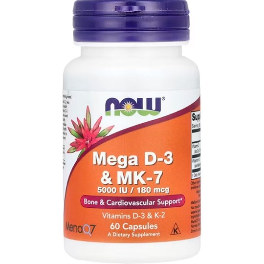 Picture of NOW Foods Mega D3 5000IU & MK-7 180mcg 60 caps