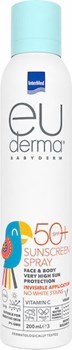 Picture of INTERMED Euderma Babyderm Sunscreen Spray SPF50+ Αόρατο Παιδικό Αντηλιακό Σπρέι Προσώπου & Σώματος, 200ml