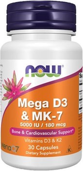 Picture of NOW Foods Mega D3 5000IU & MK-7 180mcg 30 caps
