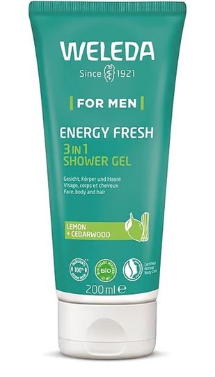Picture of WELEDA Men Energy Fresh 3 in 1 Shower Gel Lemon + Cedarwood, 3 σε 1 Αφροντούς για τον άνδρα 200ml