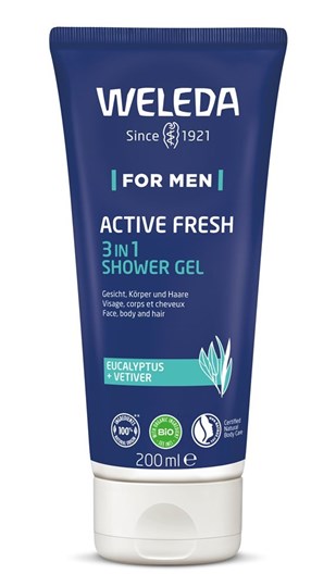 Picture of WELEDA Men Active Fresh 3in1 Shower Gel (Eucalyptus + Vetiver, 3 σε 1 Αφροντούς για τον άνδρα) 200ml